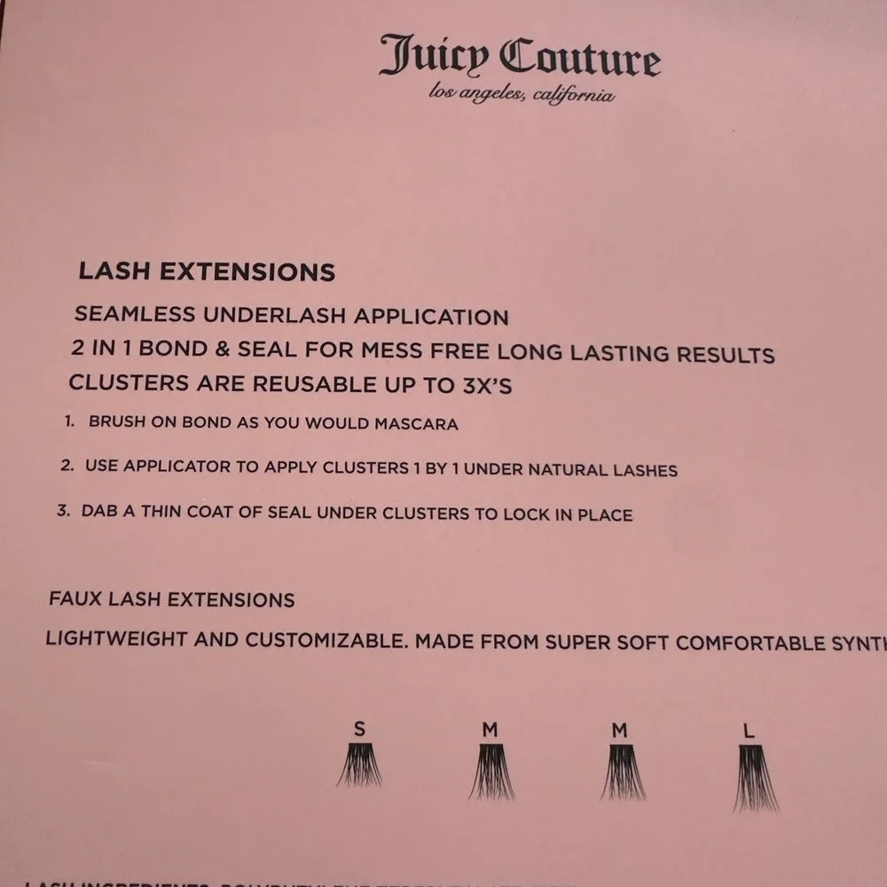 NEW Juicy Couture DIY Lash‎ Extension Kit 48 Clusters Bond Seal Applicator